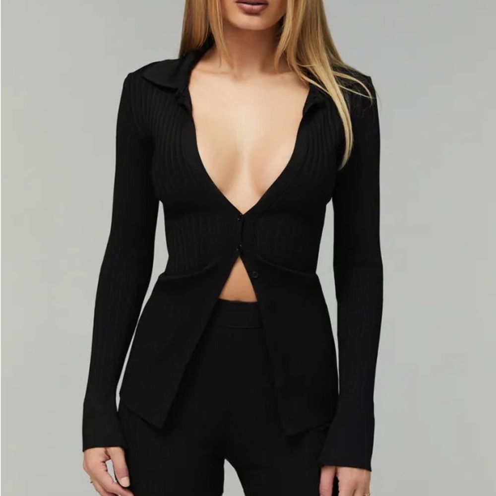 Mistress Rocks Black Ribbed Women’s ribbed cardigan M House of CB
